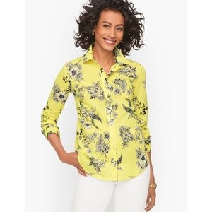 Talbots Yellow Floral Button Down Shirt